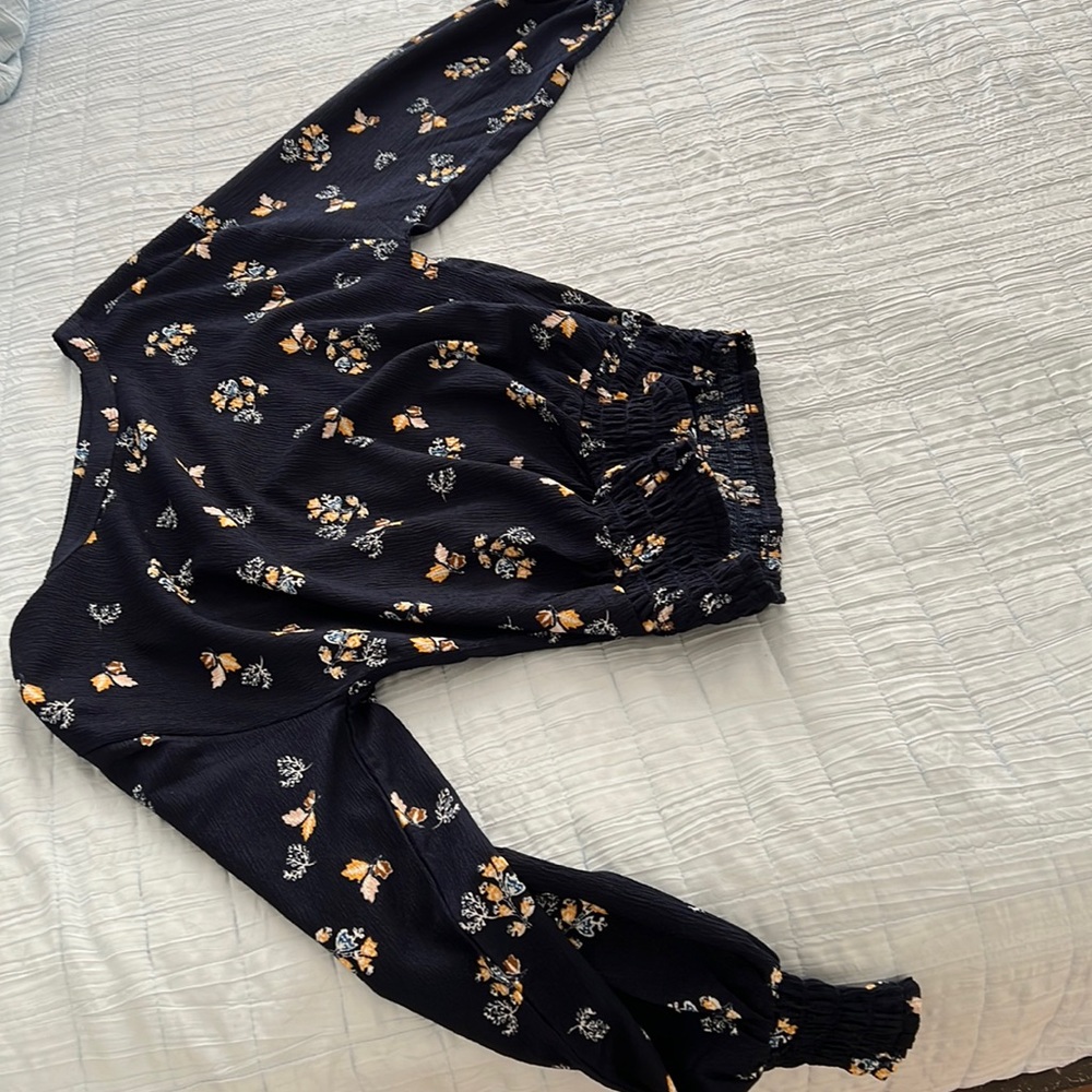 Loft blouse navy and yellow